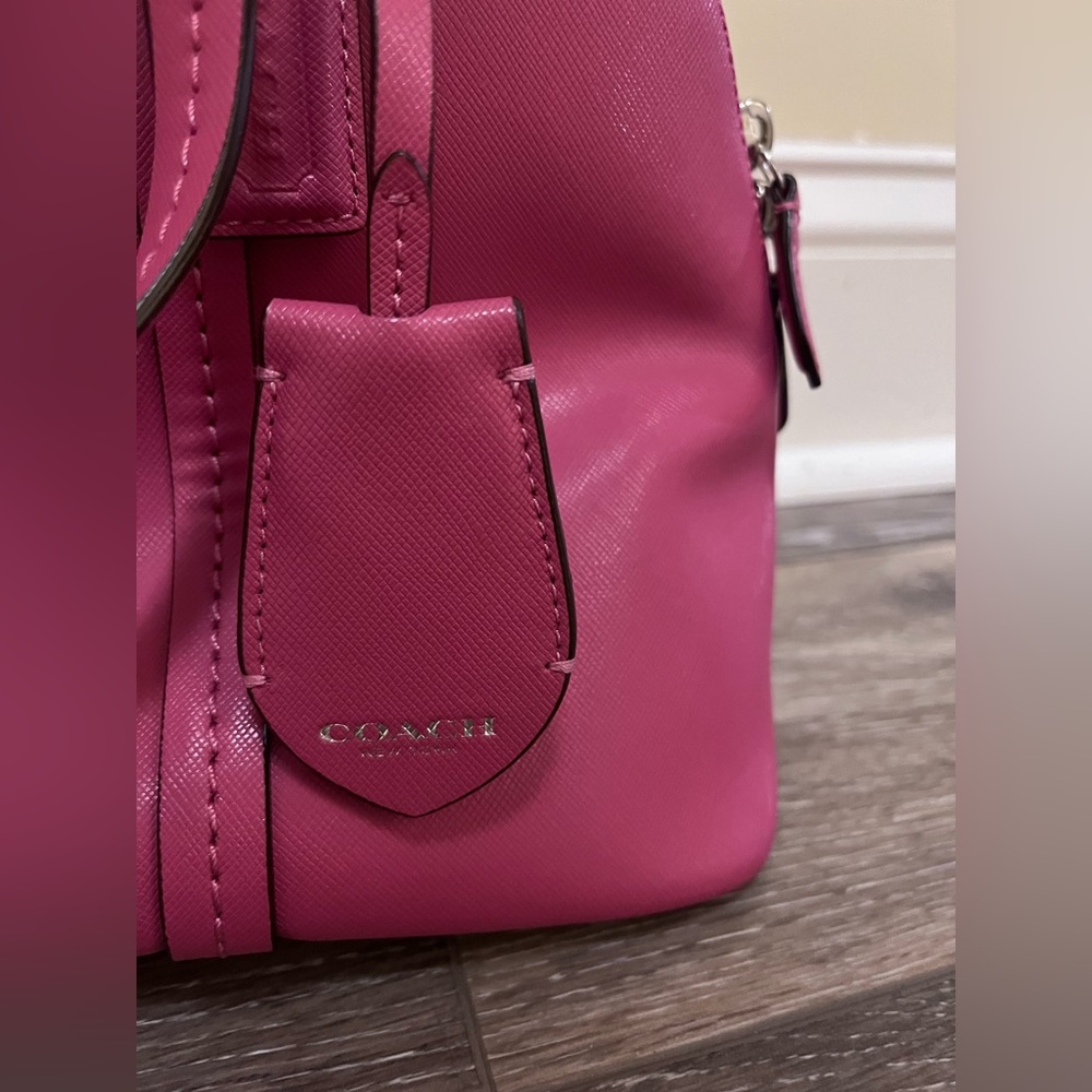New Coach Peyton Leather Cora Domed Satchel Pink Purse Spring Summer Barbie - Picture 6 of 16